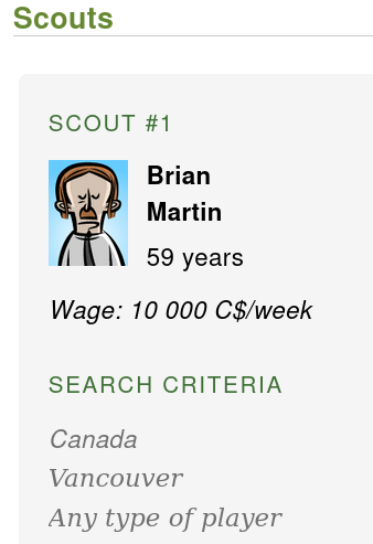 Screenshot of my scout